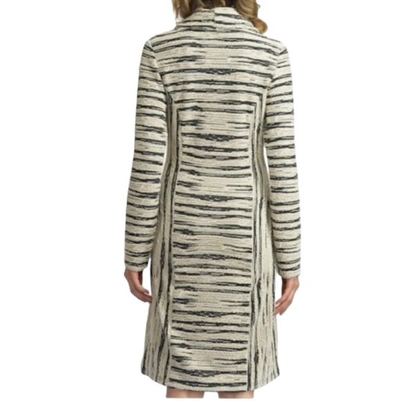 DZHAVAEL COUTURE Black Tan Stripe Detachable Cowl Neck Dress Size L - Picture 2 of 16